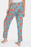 Zivame Blotched Bloom Woven Pyjama - Pool Blue — thumbnail 3